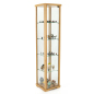 Glass Curio Cabinet Tower Display Uses Natural Accents for a Modern Look 15.75-inch wide hornbeam wood glass curio cabinet tower display