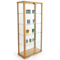 Tall Glass Display Cabinet with Natual Accents Create an Upscale Atmosphere 31.5-inch wide hornbeam wood tall glass display cabinet in natural light finish