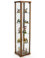 Glass Tower Showcase for Common Areas and Lobbies 15.75-inch wide walnut glass tower showcase