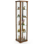 Glass Tower Showcase with Genuine Walnut Accents for a High Class Look 15.75-inch wide glass tower showcase with natural walnut finish