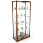 4-Shelf Glass Curio Cabinet with Natural Wood Accents 31.5-inch wide dark wood 4-shelf glass curio cabinet