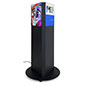 This Three-Sided Digital Signage Totem Is Perfect for Trade Shows and Showrooms with Mobile Design Three-sided digital signage totem with black powder-coated base