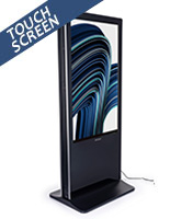 Double-sided digital vertical touchscreen kiosk with dual 55 inch monitors