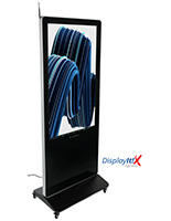 55" digital display advertising system with four caster locking wheels
