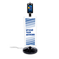 This Contactless Temperature Scanning Kiosk with Custom Signage Is Great for Trade Show Entry Contactless temperature scanning kiosk with custom signage on black base