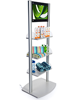 Merchandising Shelves with Digital Sign & Built-in Speakers