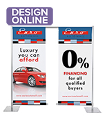 Dual outdoor banner display with two 30 inch by 90 inch banners