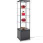 with (3) Glass Shelves Black Illuminated Tower Display Case