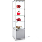 with Base Cabinet Lighted Silver Tower Display Case