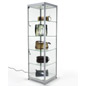 Glass Showcases that's Secure comes with (4) Shelves and Has a Sleek Anodized Aluminum Silver Frame glass showcase