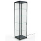 Free Standing Display Case has a Black Semi-Gloss Aluminum Frame and (6) Halogen Lights display case