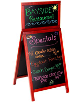 A Frame Chalkboard Has A Black Writing Surface & Cherry Finish A Frame Chalkboard