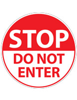 No entry floor decal with pre-printed graphics