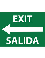 Bilingual exit safety decal sticker with white text on green