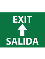Green bilingual exit safety stick-on floor sign