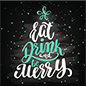 Spruce up a Restaurant with this 24” x 24” Square Winter Floor Decal 24” x 24” square winter floor decal with "Eat, Drink, and Be Merry" message