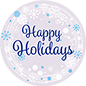 36" x 36" Round "Happy Holidays" Floor Decal with Seasonal Theme 36" x 36" round "Happy Holidays" floor decal with adhesive backer