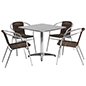 Aluminum Restaurant Table And Chair Set Stands Up to Weathering Aluminum restaurant table and chair set in dark brown color