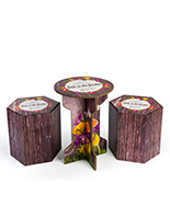 3-piece table & stools branded cardboard event table set with full color printing