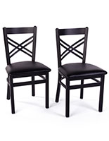 These Black Metal Cafe Chair Are Ideal for Bistros, Restaurants, or Cafeterias Black metal cafe chair with 1.5 inch padded vinyl seats