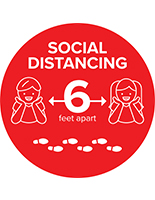 Circle safe distance vinyl floor graphic for 6 feet physical spacing