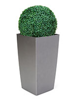 Artificial boxwood ball in planter with 19 inch diameter shrub
