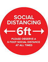 Social distance vinyl decal with pre-printed 6 feet apart messaging