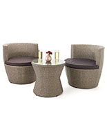 3 piece wicker bistro set with light and dark gray coloring