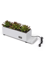 Desktop Power Charging Succulent Planter Reduces Workstation Clutter white desktop power charging succulent planter