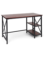 Industrial style computer desk with black powder-coated steel frame