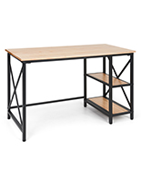 Wood and steel desk with black powder-coated steel frame