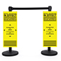 These Bilingual Stanchion POP Distancing Signs Convey the Importance of Personal Space Bilingual stanchion POP distancing signs with high visibility color graphic