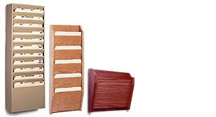 hanging wood, wire, and mesh file organizers for medical and tradtional offices
