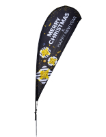 Christmas Teardrop Flag for Retail Applications 11' tall black christmas teardrop flag