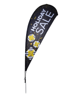 Pre-Printed Christmas Sale Flag with Stock Message 11' tall black christmas sale flag