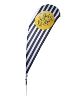 Happy Holidays Flags for Advertising 11' tall black and white happy holidays flags with gold accent