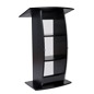 Curved Black Lectern Stand – Ideal for Professional Presentations Curved black lectern stand with acrylic front panel