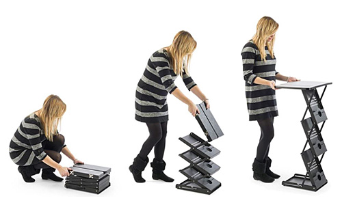 Folding Literature Racks with Collapsible Frames