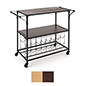 Liquor Cart with Wine Rack - Wood and Metal Two Tiered Beverage Holder Liquor cart with wine rack with paulownia wood 2 tiered shelving