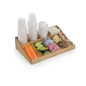 Coffee Caddy Condiment Station with Multiple Pocket Sizes 19.25-inch wide by 5.1-inch high wooden coffee caddy condiment station