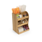 Coffee Station Wood Condiment Organizer with Unique Space-Saving Design 11w x 15.5h eight-pocket coffee station wood condiment organizer