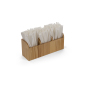 Wood Stirrer Dispenser Straw Caddy Keeps Coffee and Drink Supplies Easily Accessible 14.5w x 6.25h three-pocket wood stirrer dispenser straw caddy