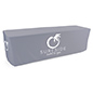 These Custom Printed Fitted Tablecloths Features a Grey Polyester Material for A Neutral Tradeshow Booth Custom printed fitted tablecloths are made from a grey polyester material