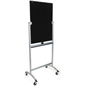 Rolling Magnetic Glass Dry Erase Easel, Aluminum Marker Tray Reversible Rolling Magnetic Glass Dry Erase Easel