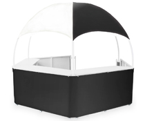 Black/White Tent Kiosk with 4 to 5 Person Capacity Pop-Up Black/White Tent Kiosk