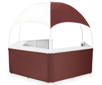 Burgundy/White Gazebo Kiosk Holds up to 5 People Burgundy/White Gazebo Kiosk with Vinyl Canopy and Skirt