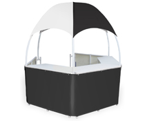 Black/White Gazebo Kiosk Great for Food Service Black/White Gazebo Kiosk with Wraparound Counters