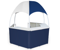 Blue/White Tent Kiosk Holds up to 3 People Blue/White Tent Kiosk with PVC Framing