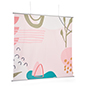 Easily Mount This Printed Mesh Fabric Hanging Banner in Your Establishment to Separate Spaces Printed mesh fabric hanging banner measures 72 inches wide by 72 inches tall