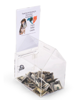 House Shaped Donation Box with Sign Holder, Lock, 2 Money Slots